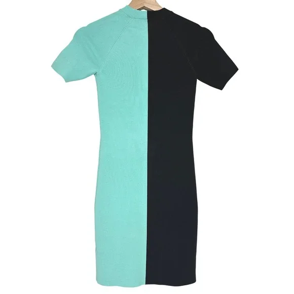 ASO‎ Zendaya T Alexander Wang Colorblock Bodycon DressBlack TealSZ S